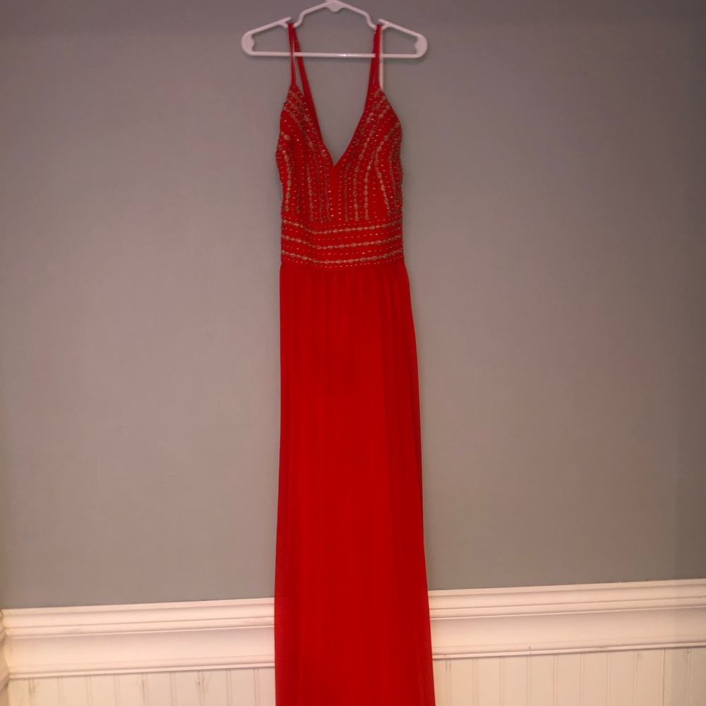 Lulu’s Red Embellished Prom Dress